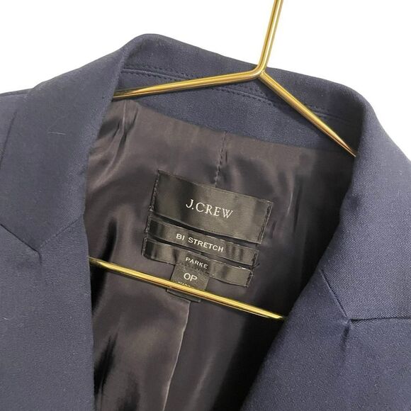 J. Crew Petite Bi Stretch Parke Navy Cotton Blend Single Button Blazer Size 0P - Picture 4 of 8